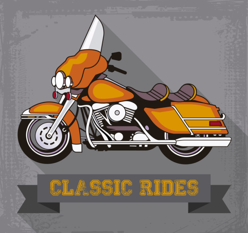 Fashion orange retro motorcycle vector material