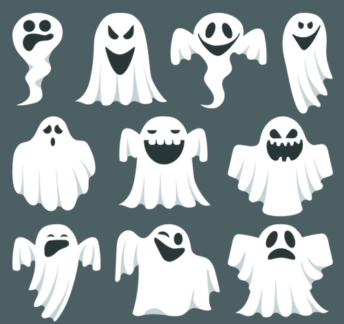 The 10 white ghost design vector material