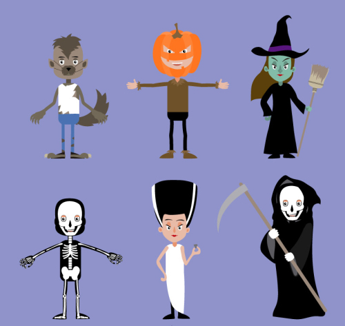 6 Creative Halloween character vector