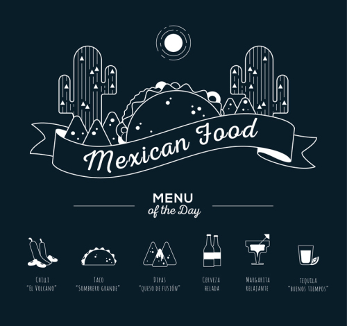 Creative Mexican food menu Vector