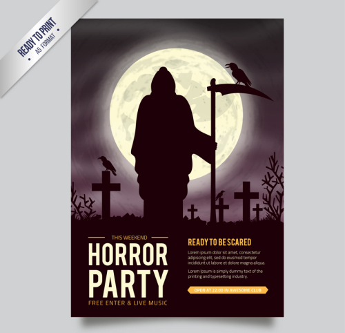 Creative Reaper Halloween party flyer Vector