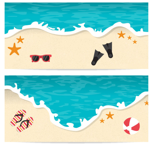 2 summer beach banner vector material
