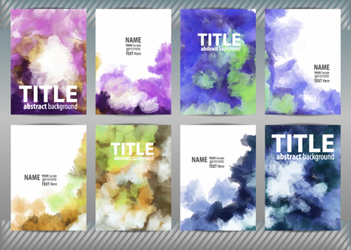 8 Creative watercolor ink card vector material