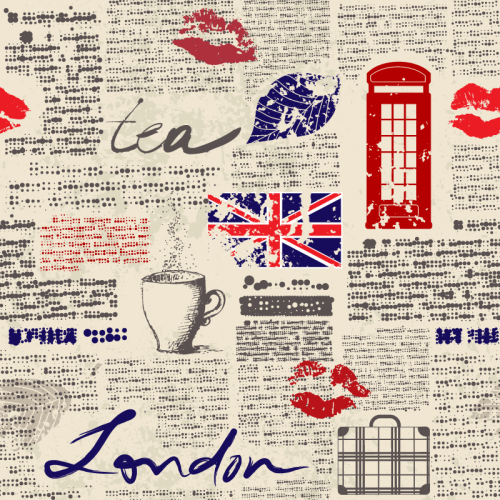 British newspaper style seamless background element vector material