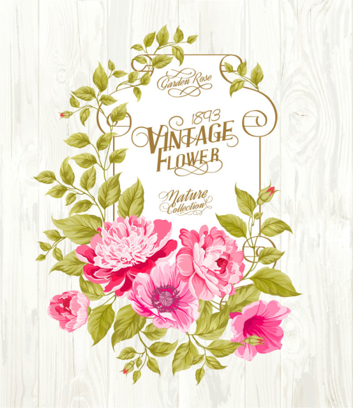 Pink flowers grain background vector material
