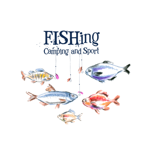 Painted Fishing illustrator vector material