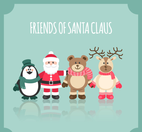4 cute Christmas characters vector material