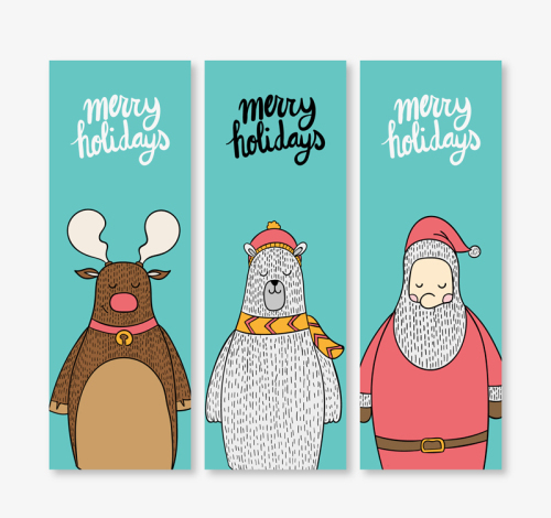 Three creative roles banner Vector Christmas