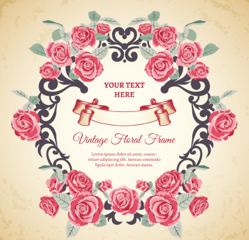 Vintage Rose frame background vector