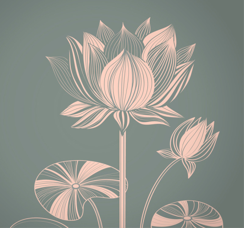 Creative design vector line drawing lotus