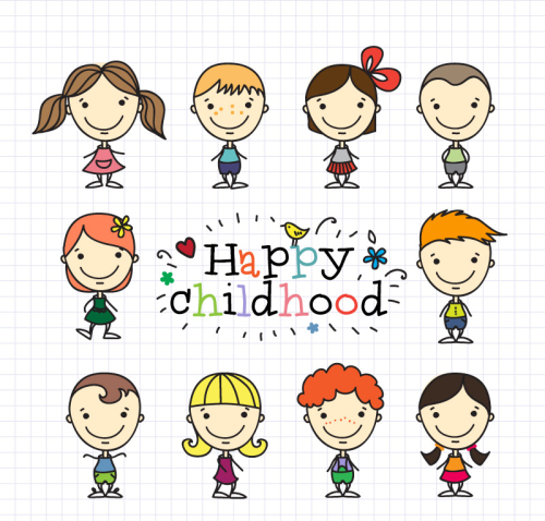 10 Happy childhood children design vector