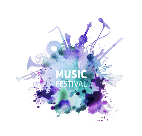 Stained water festival element vector material