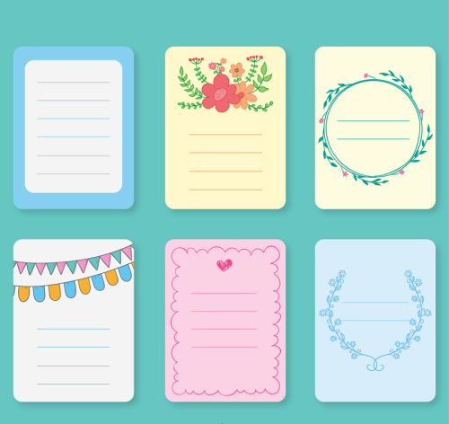 6 color note paper vector material