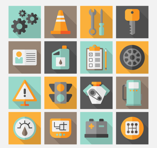 16 beautifully designed car repair icon vector