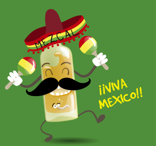 Cartoon Mexican tequila vector material
