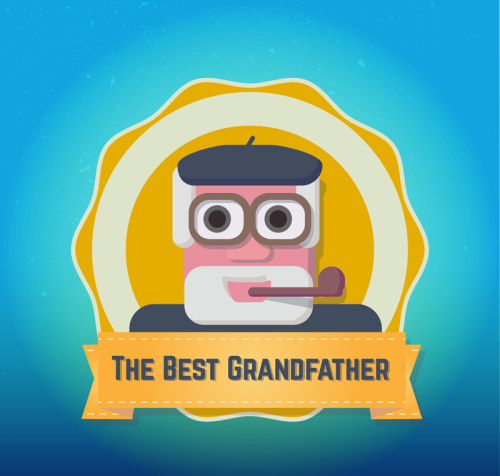 Best grandpa cartoon label vector material
