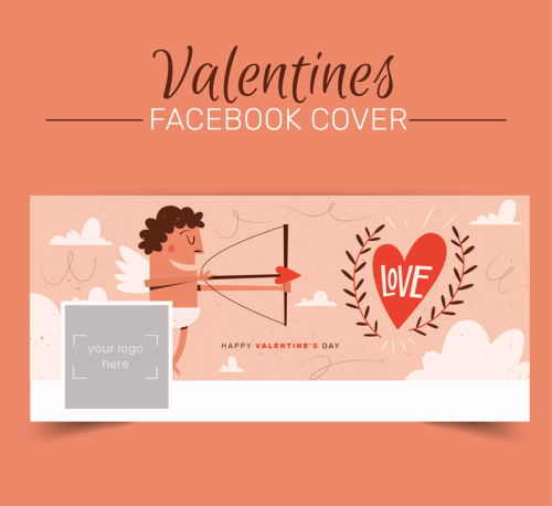 Valentine's Day Cupid face book cover image vector material