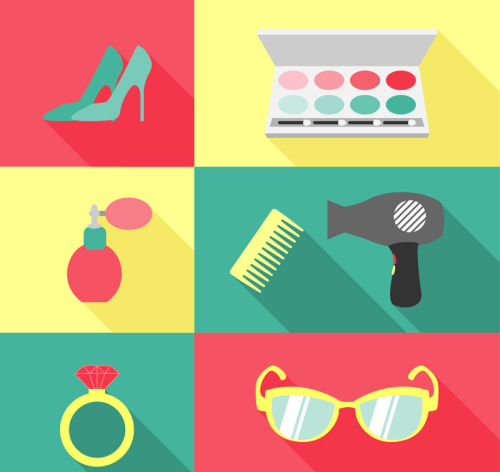 6 flat female vector material goods
