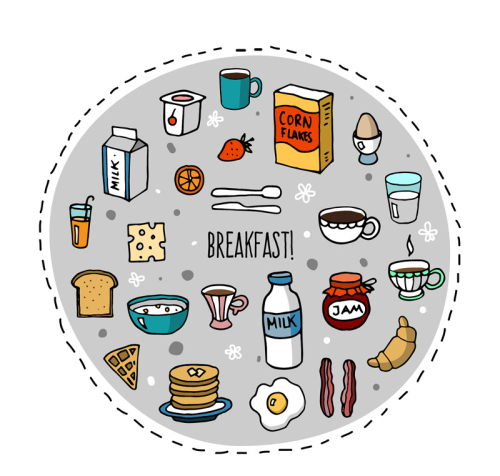 22 colored breakfast food vector material