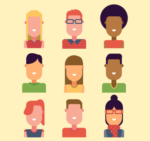 9 abstract portraits vector material