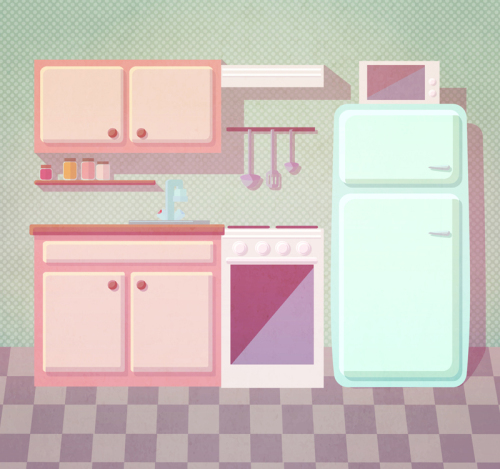 Tidy kitchen illustrator vector material