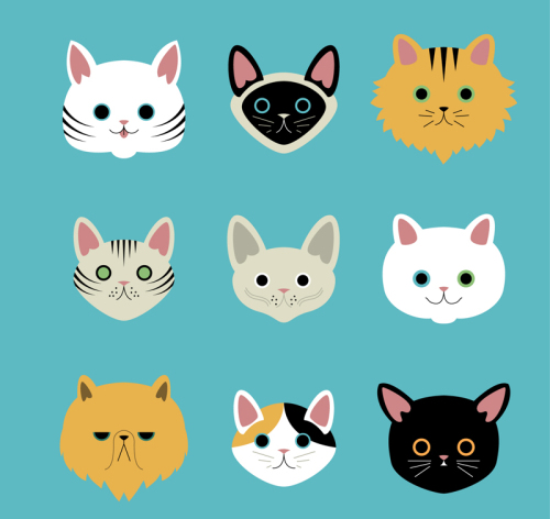 9 Cartoon cat vector material Avatar