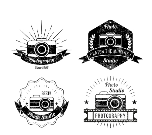 4 Vintage Photography label vector material