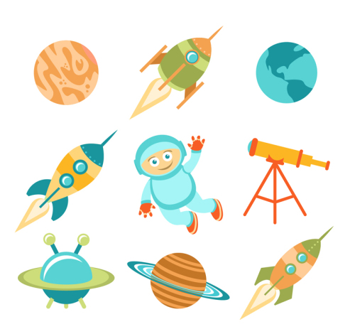 9 space exploration element vector material