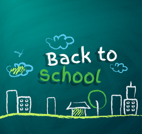 Creative back to school chalk painting vector material