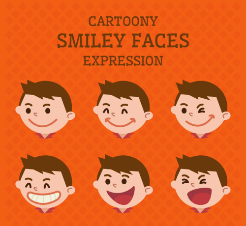 6 cartoon boy head portrait vector material