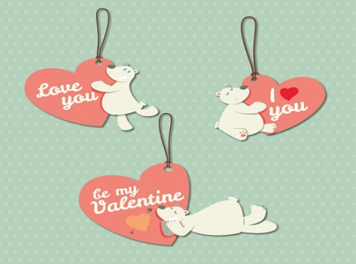 3 white bear love listing vector