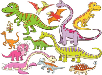 12 cartoon dinosaur vector
